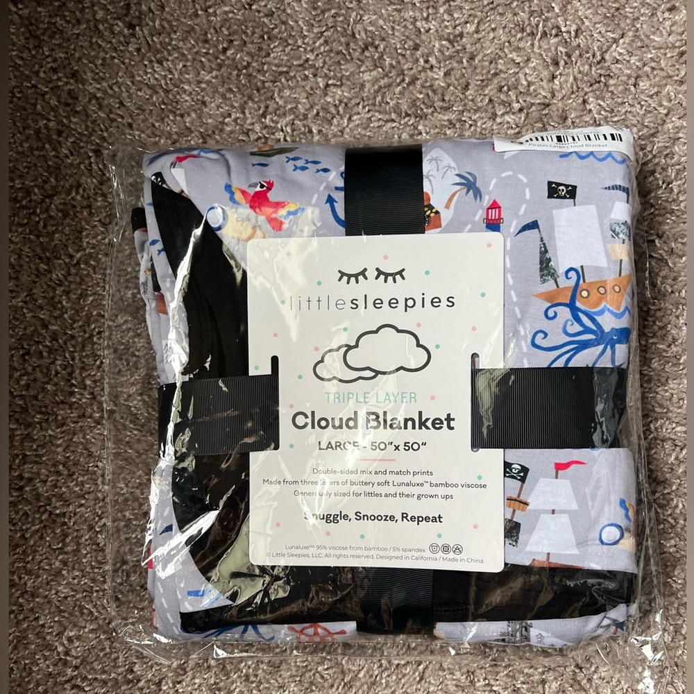NIB Little Sleepies Pirate’s Map Cloud 50x50